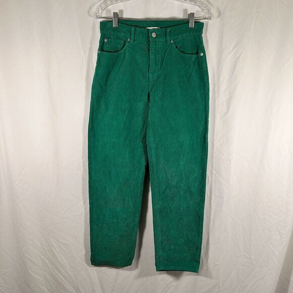 Urban Outfitters Corduroy Pants Women's 26 Green Pegged Cowboy Button Zip - Picture 1 of 10
